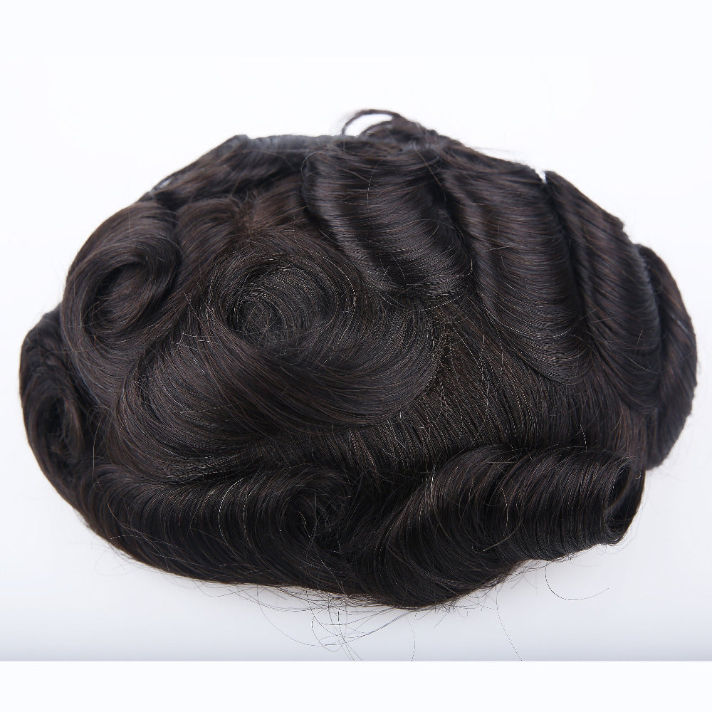 Australian-Style Men's Toupee - Lace Center with PU Perimeter, Natural Human Hair System