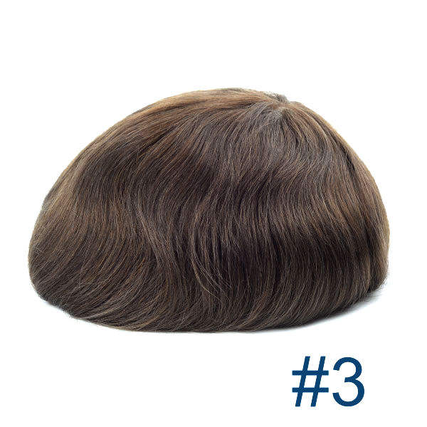 OX-SK Single Knot 0.12mm Skin Base Men's Toupee - Durable & Natural