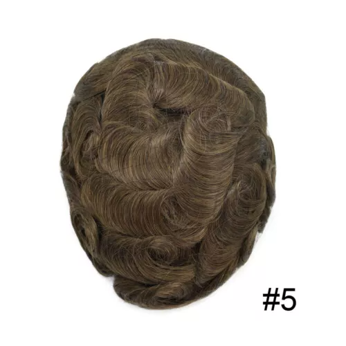 Australian-Style Men's Toupee - Lace Center with PU Perimeter, Natural Human Hair System
