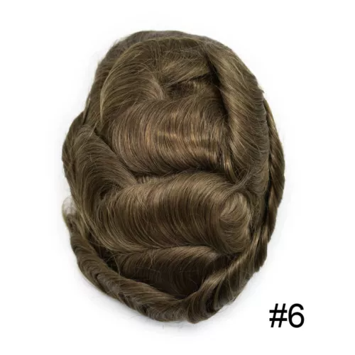 Australian-Style Men's Toupee - Lace Center with PU Perimeter, Natural Human Hair System