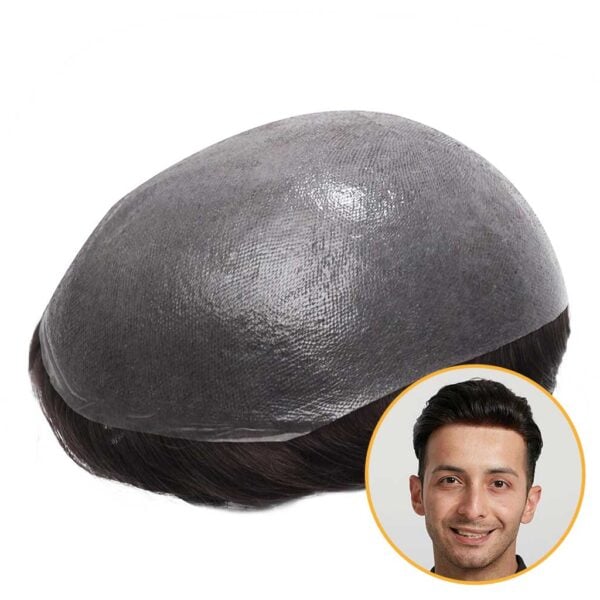 HS25-V : 0.03mm Ultra Thin Skin Men's Hair Systems With V-looped Human Hair