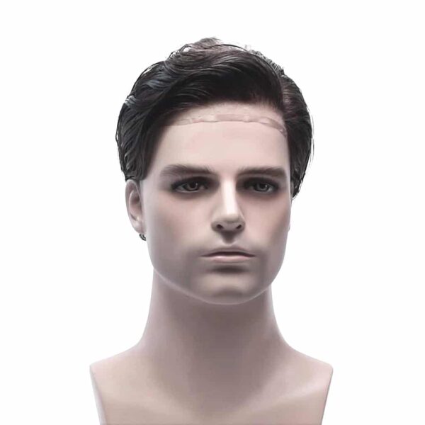 Q6 Swiss Lace Men's Toupee with PU Sides and Back – Premium Hair System for Men