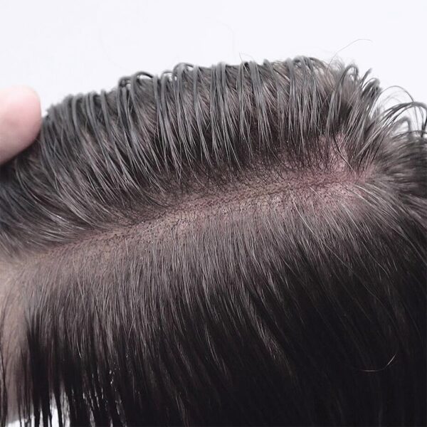 Q6 Swiss Lace Men's Toupee with PU Sides and Back – Premium Hair System for Men