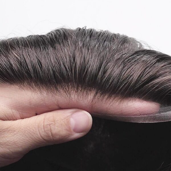 Men's Swiss Lace Toupee with PU Sides and Back – Natural Hair System for Full Coverage