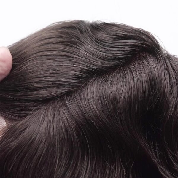 Men's Swiss Lace Toupee with PU Sides and Back – Natural Hair System for Full Coverage