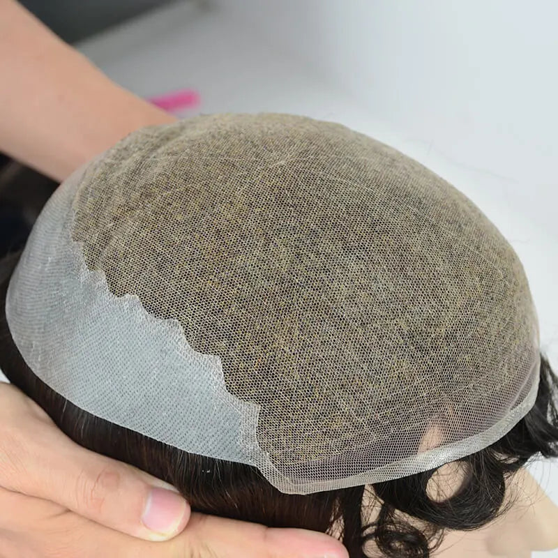 Custom French Lace With Skin Back And Sides Q6 Hair System Wholesale For Men