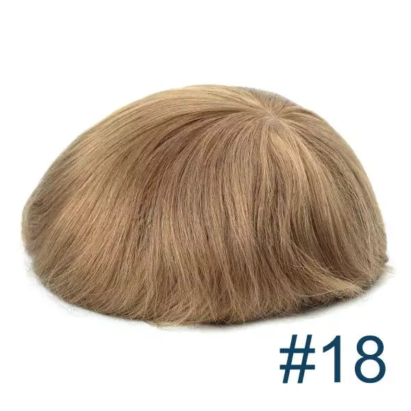 Custom 100% Human Hair Men's Hair Popular Mono Base Lace with PU around Toupee Wholesale Hair System Mask Shape