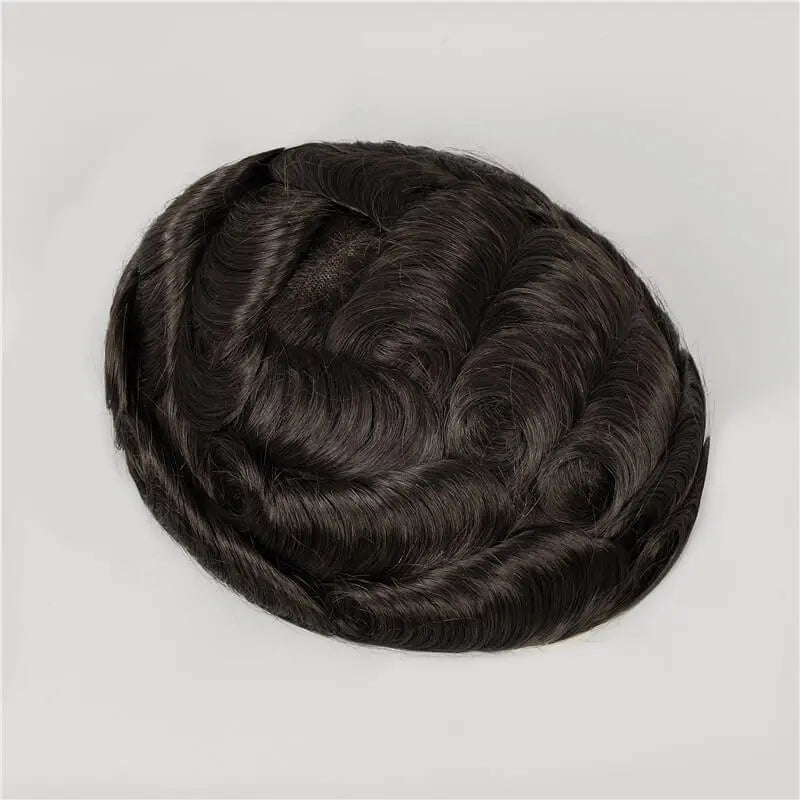 Custom Injection V-looped Full PU Thin Skin Base Hair System Wholesale Toupee For Men