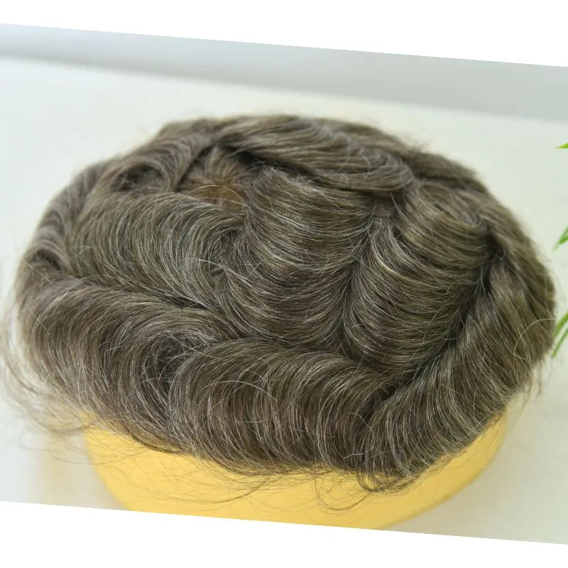 Custom Toupee Hollywood French Lace Front PU Around Fine Mono Hair System For Men 430#