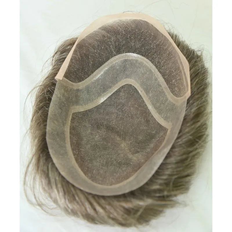 Custom Toupee Hollywood French Lace Front PU Around Fine Mono Hair System For Men 430#