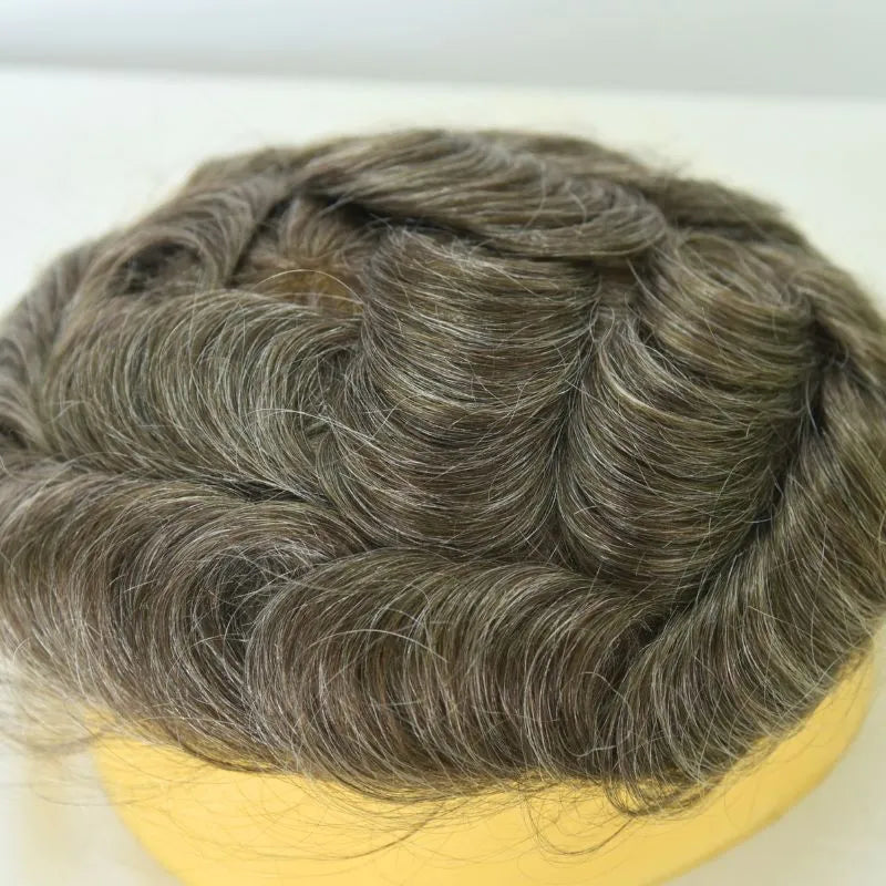 Custom Toupee Hollywood French Lace Front PU Around Fine Mono Hair System For Men 430#