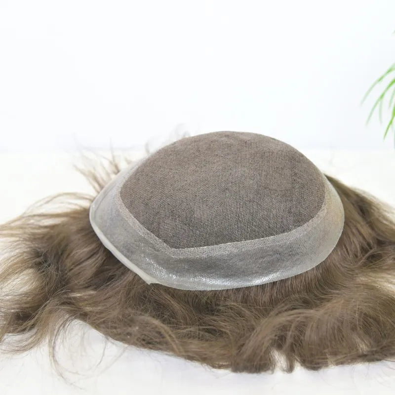 Custom Toupee Human Hair Men Fine Mono Hair System With PU for Men Male Hair Pieces
