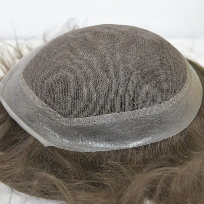 Custom Toupee Human Hair Men Fine Mono Hair System With PU for Men Male Hair Pieces
