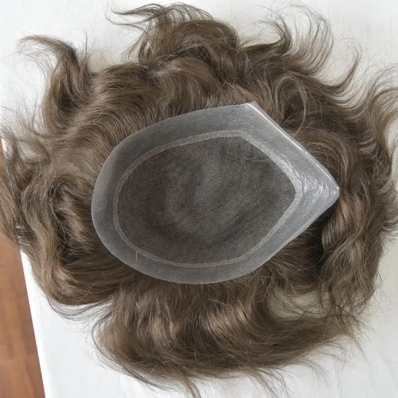 Custom Toupee Human Hair Men Fine Mono Hair System With PU for Men Male Hair Pieces