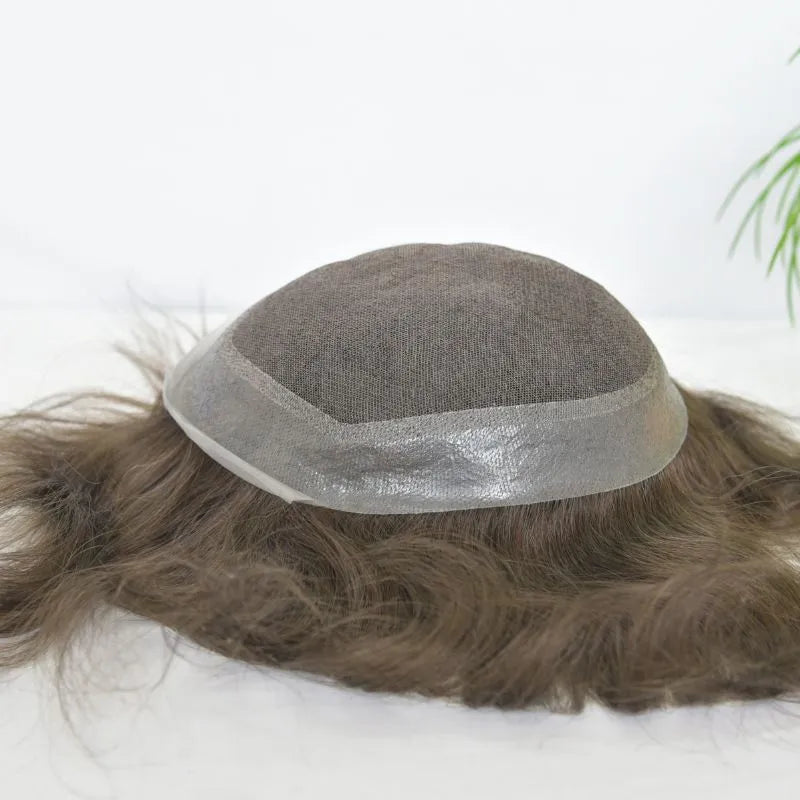 Custom Toupee Human Hair Men Fine Mono Hair System With PU for Men Male Hair Pieces