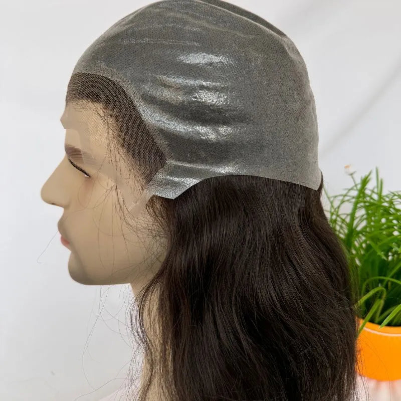 Customize Mens Toupee Hairpieces for Men Human Hair Replacement Wigs Lace Front with PU with Elastic Net Cap Base Hair Prosthesis