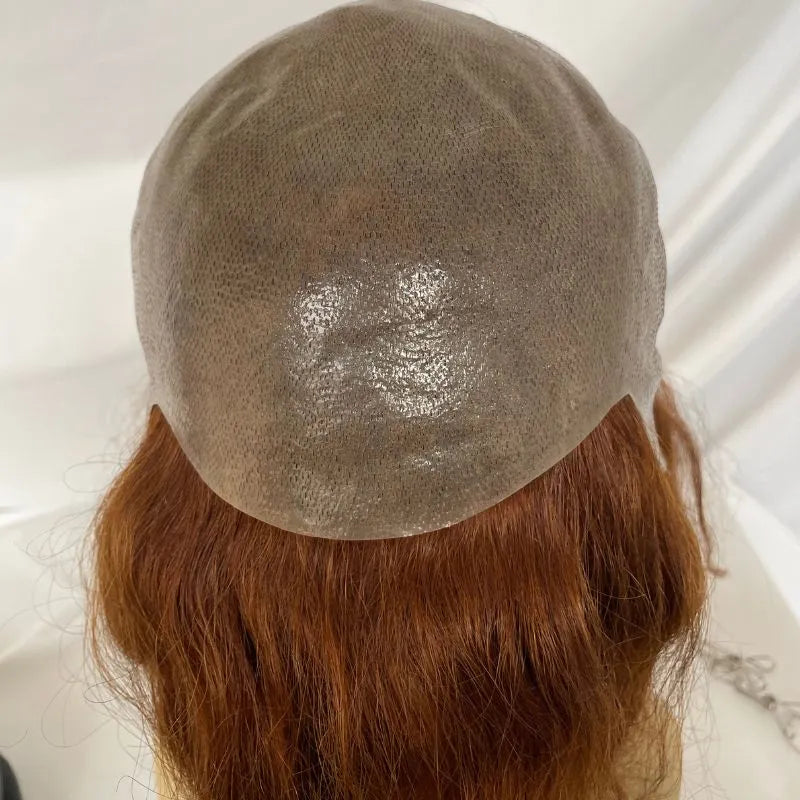 Customize Mens Toupee Hairpieces for Man Human Hair Replacement Wigs PU with Elastic Net Cap Base Hair Prosthesis