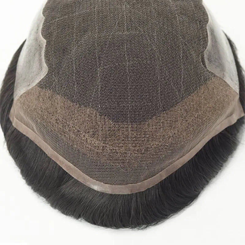 Custom Swiss Lace With Thin Skin PU Base Back And Sides Q6 Hair System Wholesale For Men