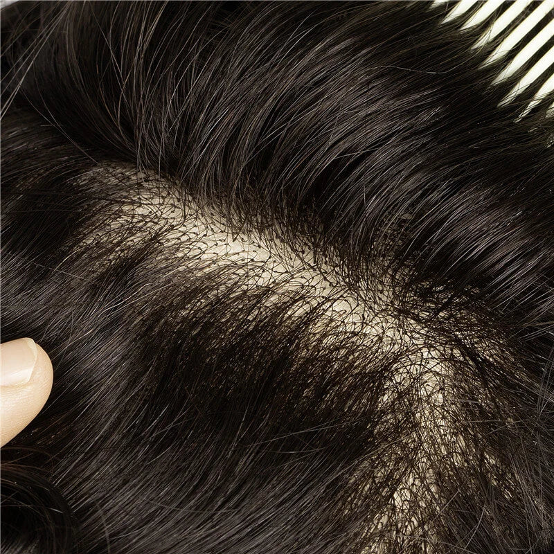 Custom Human Hair Men's Mono Base Lace with PU Toupee Wholesale Hair System