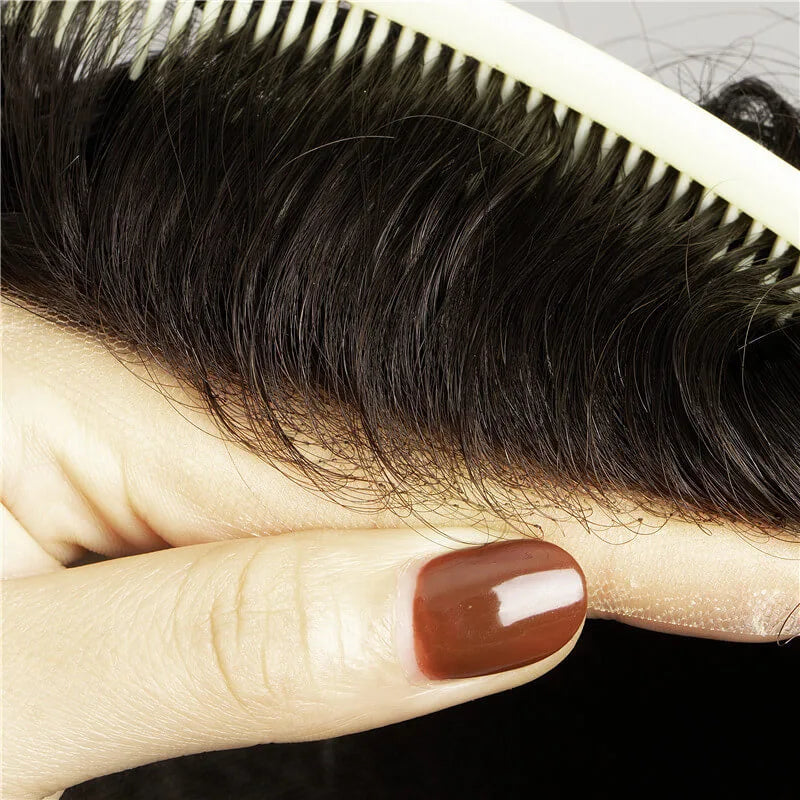 Custom Human Hair Men's Mono Base Lace with PU Toupee Wholesale Hair System