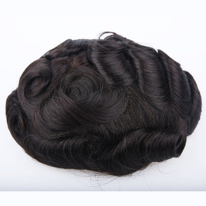 Australian-Style Men's Toupee - Lace Center with PU Perimeter, Natural Human Hair System
