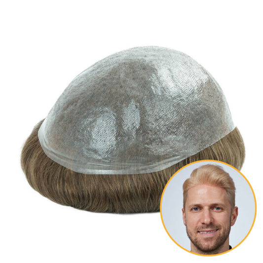 V-LOOP Men's Toupee - Natural Human Hair, Undetectable Hairpiece for Men
