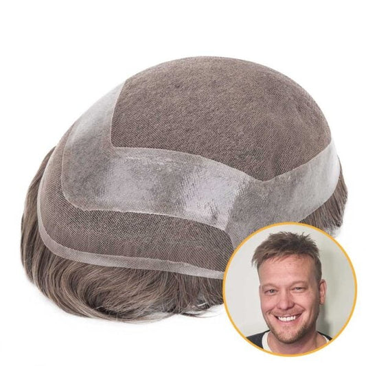 Hollywood Men's Lace Hair System: Ultra-Thin Skin Perimeter & Natural Lace Front for Seamless Style