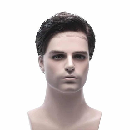 Q6 Swiss Lace Men's Toupee with PU Sides and Back – Premium Hair System for Men