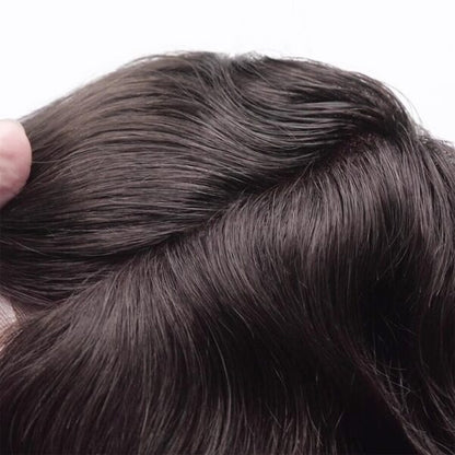 Men's Swiss Lace Toupee with PU Sides and Back – Natural Hair System for Full Coverage