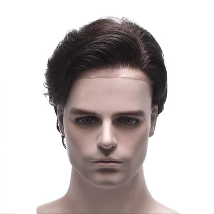 Men's Swiss Lace Toupee with PU Sides and Back – Natural Hair System for Full Coverage