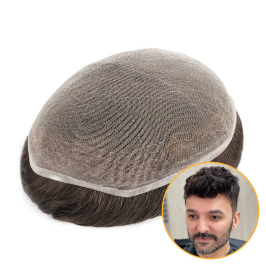 Full Lace Men's Toupee with Realistic Hairline & Parts - Wholesale