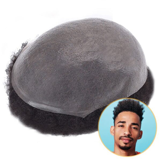 Wholesale Men's Hair Unit Stock Skin Base Afro Toupee