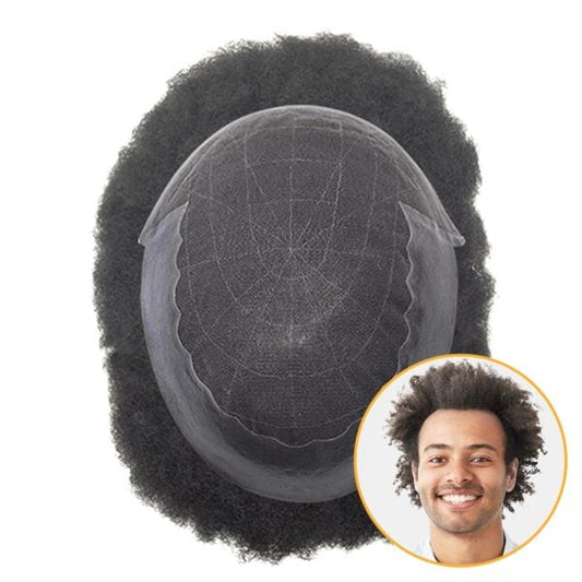 Man Weave Unit Swiss Lace Base with PU Sides and Back