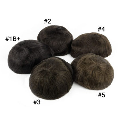 OX-SK Single Knot 0.12mm Skin Base Men's Toupee - Durable & Natural