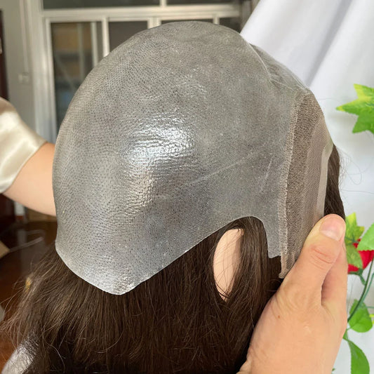 Custom Wigs Swiss Lace Front With Pu Back Human Hair Wig Toupee For Men 12inch Long Toupee Hair Wigs 3# Brown Color 180% Density 12.5X13.5inch