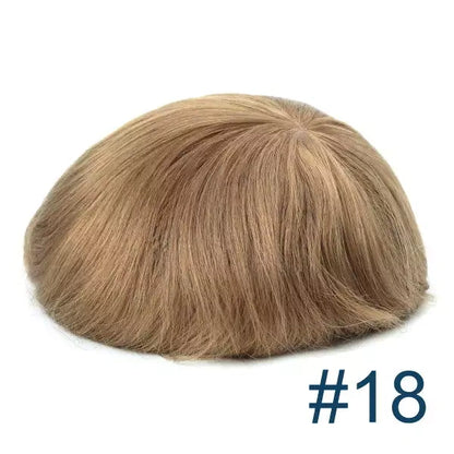 Custom 100% Human Hair Men's Hair Popular Mono Base Lace with PU around Toupee Wholesale Hair System Mask Shape