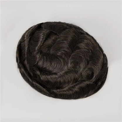 Custom Injection V-looped Full PU Thin Skin Base Hair System Wholesale Toupee For Men