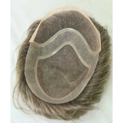 Custom Toupee Hollywood French Lace Front PU Around Fine Mono Hair System For Men 430#