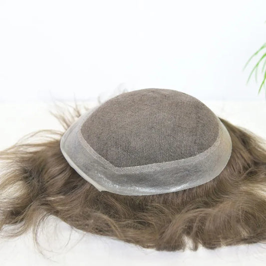 Custom Toupee Human Hair Men Fine Mono Hair System With PU for Men Male Hair Pieces