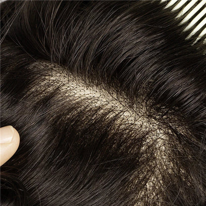 Customize Mens Toupee Silk Top PU Around PU Hairpieces for Men Human Hair Replacement Wigs