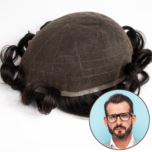 Full Swiss Lace Men's Toupee - Natural Hairline Human Hair Wig for Men, Breathable & Undetectable